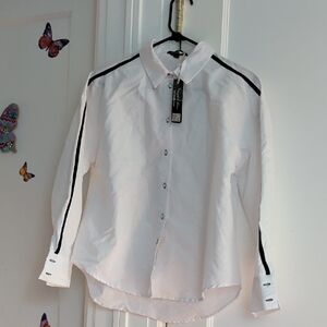 Velvet Heart White Ladies Shirt with Black Accents
